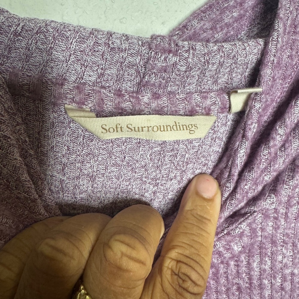 Soft Surroundings Purple‎ Ribbed Cowl Neck Tunic Sweater Hooded XS - Picture 3 of 8